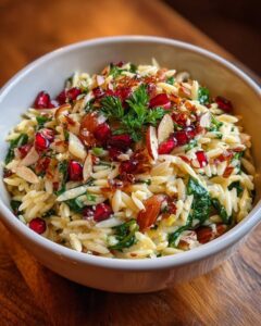 Spinach and Orzo Salad with Pomegranate and Almonds Recipe