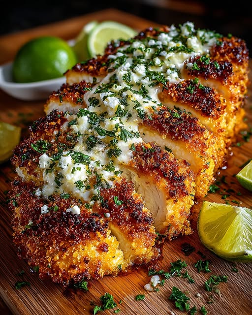 Crispy Hot Honey Lime Feta Chicken with Herb Crust Recipe - Recipe Image