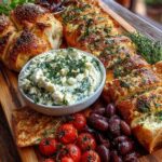 Rustic Mediterranean Bread and Herb Feta Dip Board Recipe