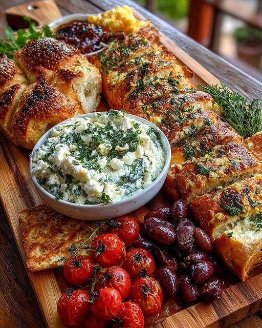 Rustic Mediterranean Bread and Herb Feta Dip Board Recipe 5 Rustic Mediterranean Bread and Herb Feta Dip Board Recipe - Recipe Image