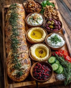 Rustic Mediterranean Bread and Mezze Dip Board Recipe