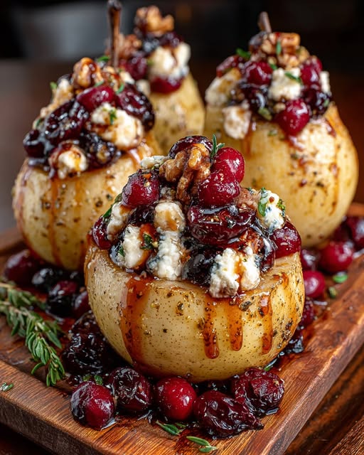 Baked Pears with Feta, Honey, and Cranberries Recipe - Recipe Image
