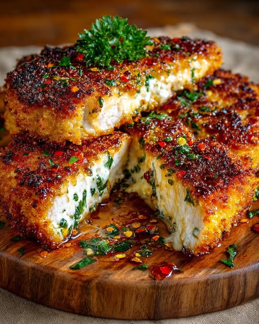 Crispy Hot Honey Lemon Feta Turkey Cutlets with Herb Crust Recipe