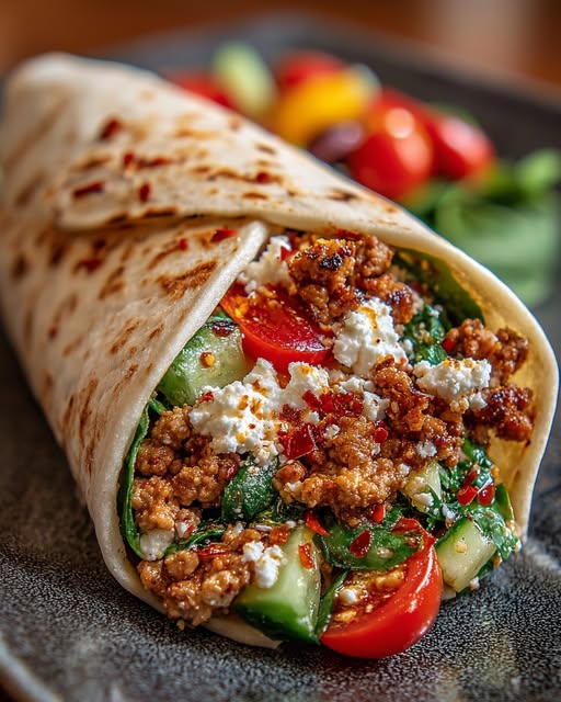 Wrap with Whipped Spicy Lemon Honey Feta Recipe