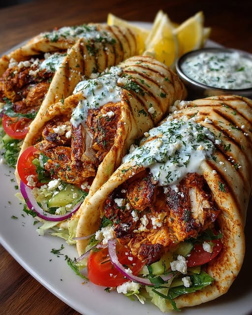 Greek Chicken Gyro Wraps with Garlic Yogurt Sauce Recipe