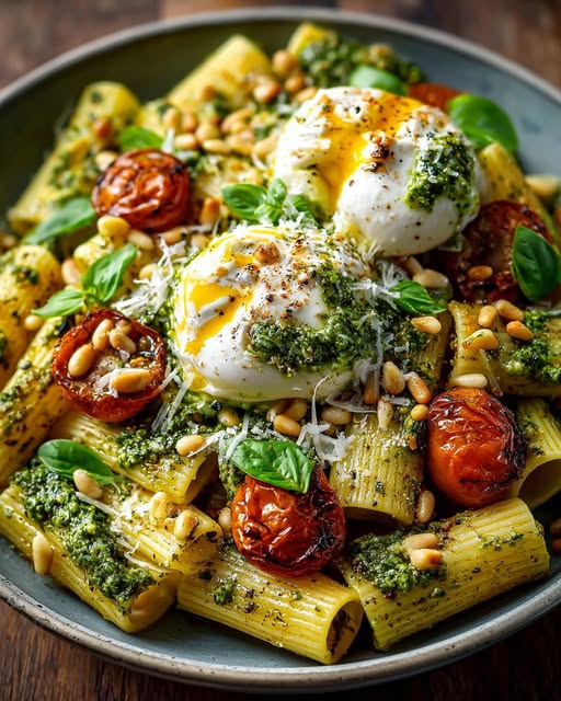 Lemon Pesto Rigatoni with Burrata & Roasted Pine Nuts Recipe 5 Lemon Pesto Rigatoni with Burrata & Roasted Pine Nuts Recipe - Recipe Image