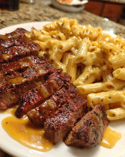 ips with Creamy Penne Three-Cheese Sauce Recipe