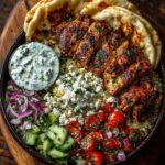 Greek Grilled Chicken Wrap Bowls with Garlic Yogurt Sauce Recipe