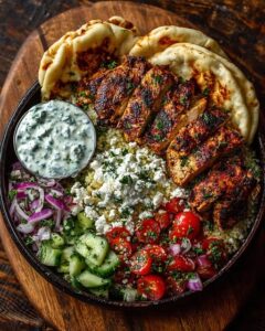 Greek Grilled Chicken Wrap Bowls with Garlic Yogurt Sauce Recipe