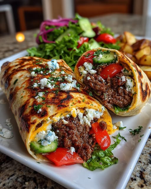 Mediterranean Beef Wrap with Spicy Lemon Honey Feta Recipe - Recipe Image
