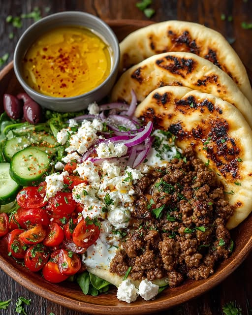 ta Bowl with Creamy Hot Honey Feta Sauce Recipe - Recipe Image