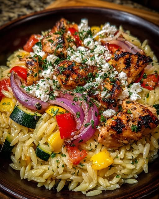 Balsamic Chicken Orzo with Grilled Veggies & Creamy Feta Recipe 6 Balsamic Chicken Orzo with Grilled Veggies & Creamy Feta Recipe - Recipe Image