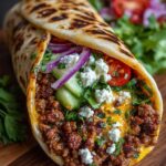 Mediterranean Ground Turkey Wrap with Hot Honey Feta Cream Recipe