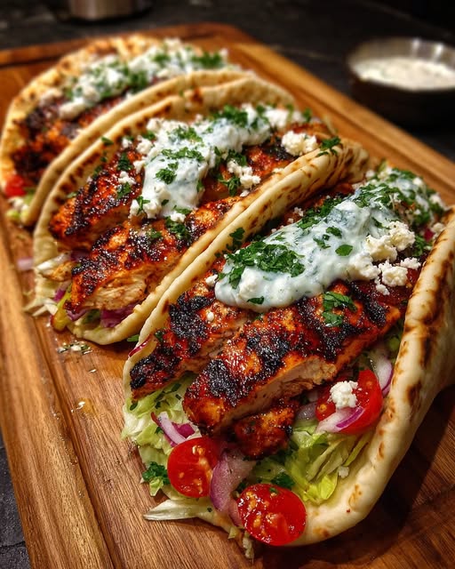 Flatbread Wraps with Garlic Yogurt Sauce Recipe - Recipe Image