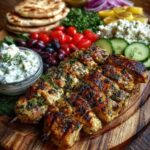 Greek Chicken Souvlaki Grazing Board with Feta Dip Recipe