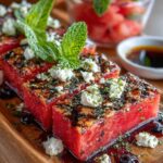 Grilled Watermelon Steak with Warm Feta & Balsamic Pearls Recipe