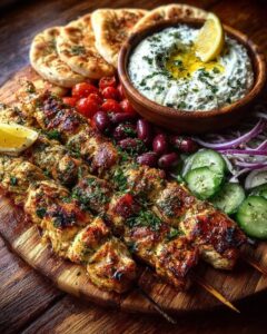 uvlaki Grazing Board with Lemon Feta Dip Recipe