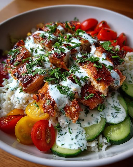 Greek Power Bowl with Lemon Chicken & Creamy Feta Sauce Recipe - Recipe Image