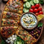 Rustic Mediterranean Bread and Garlic Yogurt Dip Board Recipe
