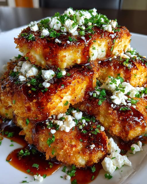 Crispy Chicken Cutlets with Spicy Honey & Feta Finish Recipe - Recipe Image