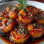 Honey Chili Shrimp with a Sticky Glaze & Fresh Herbs Recipe