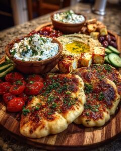 Rustic Mediterranean Flatbread & Cheese Platter Recipe