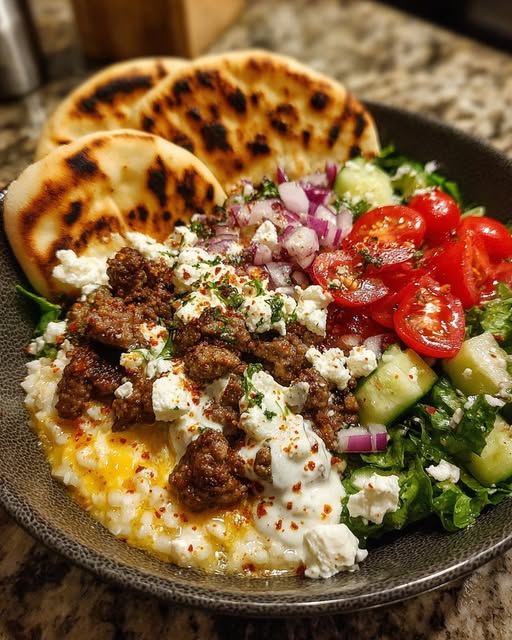 ta Bowl with Creamy Hot Honey Feta Sauce Recipe - Recipe Image