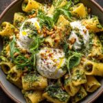 Lemon Pesto Rigatoni with Burrata & Roasted Pine Nuts Recipe