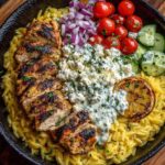 Lemon Dijon Chicken Orzo Bowl with Lemon Feta Yogurt Sauce Recipe