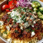 Loaded Mediterranean Beef Power Bowl with Tzatziki & Feta Recipe