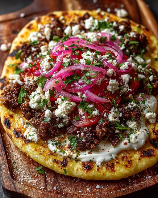 ic Hot Honey Feta Cream & Pickled Onions Recipe - Recipe Image
