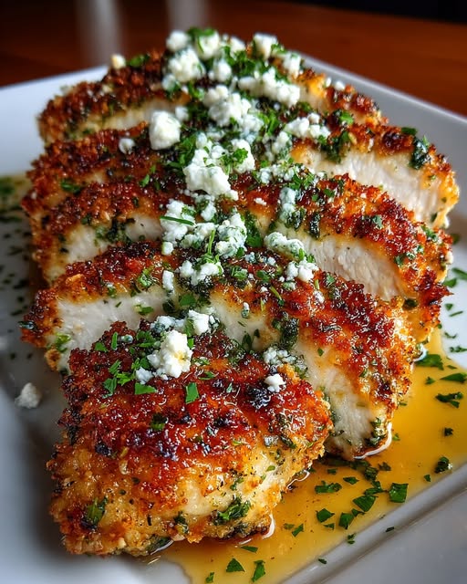 Crispy Hot Honey Lemon Feta Chicken Breasts with Herb Crust Recipe 4 Crispy Hot Honey Lemon Feta Chicken Breasts with Herb Crust Recipe - Recipe Image