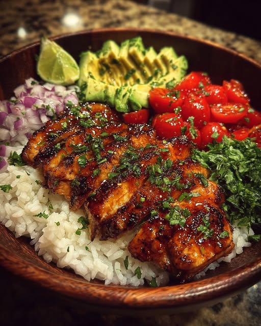 Honey Lime Chicken & Avocado Rice Stack Recipe