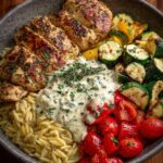 In a large bowl, combine cooked orzo and roasted vegetables Recipe