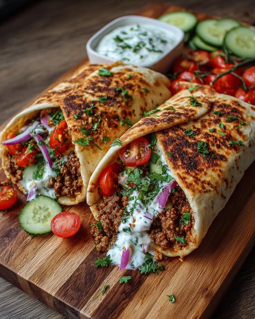 Mediterranean Spiced Ground Beef Pita Wraps Recipe - Recipe Image