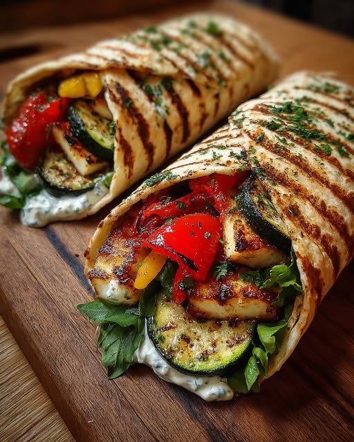 Grilled Veggie & Halloumi Wraps Recipe - Recipe Image
