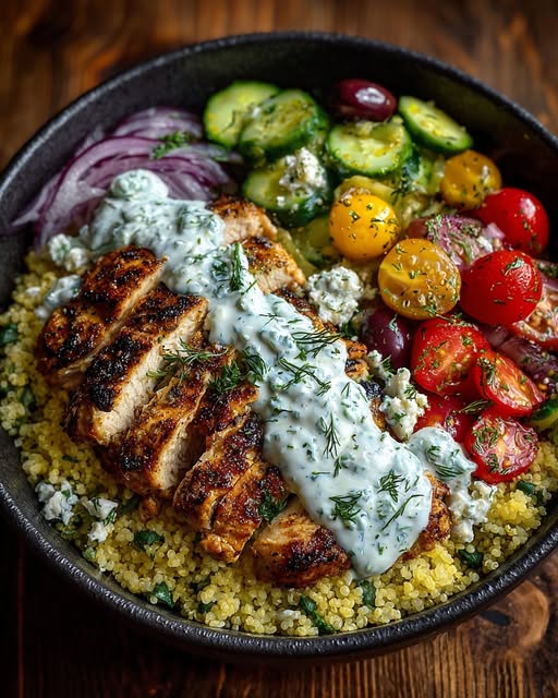 ken Power Bowl with Herb Feta & Tzatziki Recipe