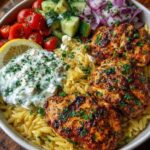 Lemon Feta Yogurt Sauce & Cucumber Salad Recipe