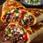 Mediterranean Ground Beef Pita Wraps with Hot Honey Drizzle Recipe