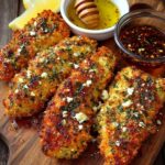 Crispy Hot Honey Lemon Feta Chicken Tenders with Herb Crust Recipe