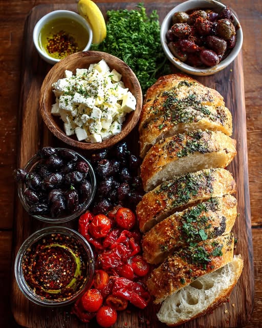 Rustic Mediterranean Bread & Olive Platter Recipe
