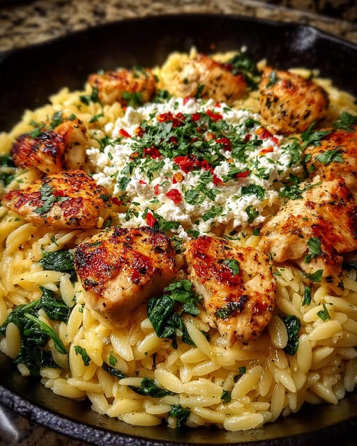 Lemon Garlic Chicken Orzo with Garlic Whipped Feta Recipe 6 Lemon Garlic Chicken Orzo with Garlic Whipped Feta Recipe - Recipe Image