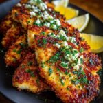 Plate crispy chicken cutlets and drizzle with hot honey lemon feta sauce Recipe