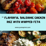 Balsamic Chicken Rice with Grilled Veggies & Whipped Feta Recipe