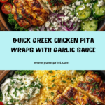 Greek Chicken Pita Wraps with Creamy Garlic Yogurt Sauce Recipe