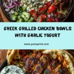 Greek Grilled Chicken Wrap Bowls with Garlic Yogurt Sauce Recipe