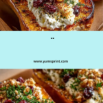 Ricotta & Cranberry Stuffed Butternut Squash Recipe