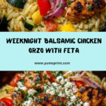 Balsamic Chicken Orzo with Grilled Veggies & Creamy Feta Recipe