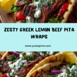 Greek Lemon Beef Pita Wraps with Creamy Dill Feta Sauce Recipe