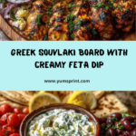 Greek Chicken Souvlaki Mezze Board with Feta Dip Recipe